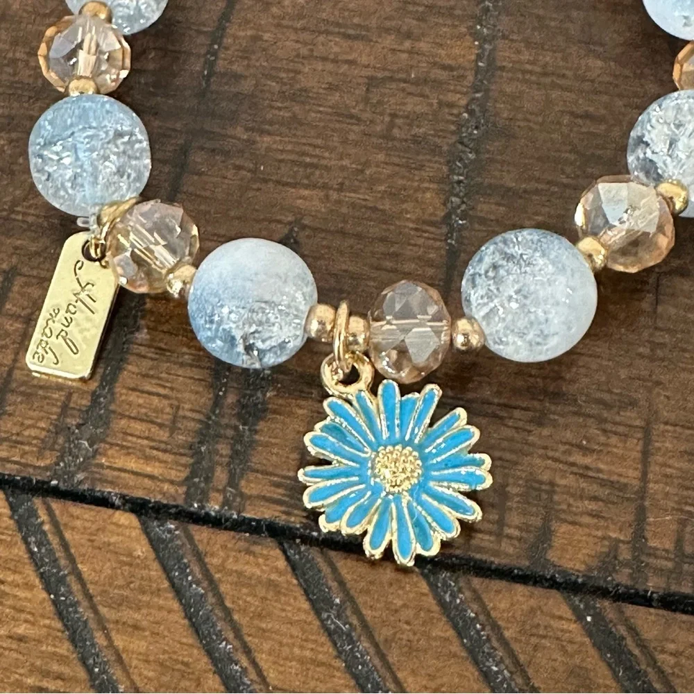 1pc Women Bracelet with Blue Flower Tassel Decor - Picture 3 of 3